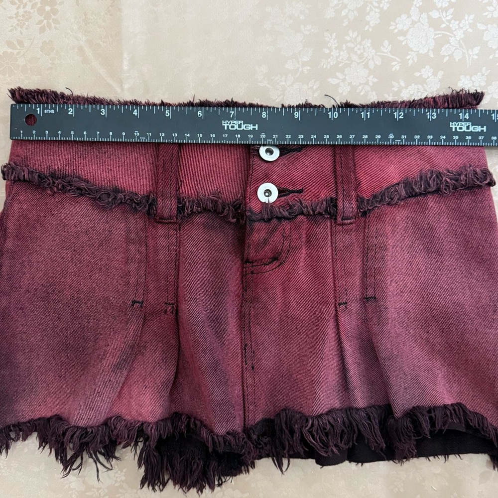 I.AM.GIA Skylar Burgundy Micro Mini Skirt Raw Hem Low Rise XXS 100% Cotton - Picture 6 of 11
